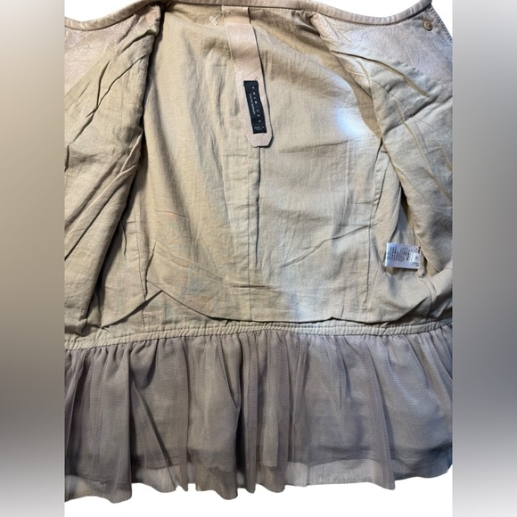 Twin Set Simona Barbieri Size small 100% Genuine Lamb Leather Beige/Gray jacket - Picture 16 of 17